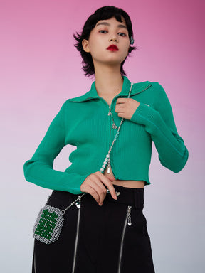 MUKZIN Green Pearl Embellished Shoulder Bag