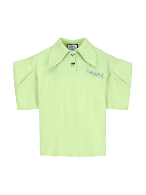 MUKZIN Cute Puff Sleeves Green Polo T-shirt